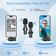 Basix 2.4G Wireless Lavalier Microphone 3in1 For iPhone Huawei Xiaomi Samsung Audio Video Recording Mic Live Broadcast Gaming - Follow yourDream
