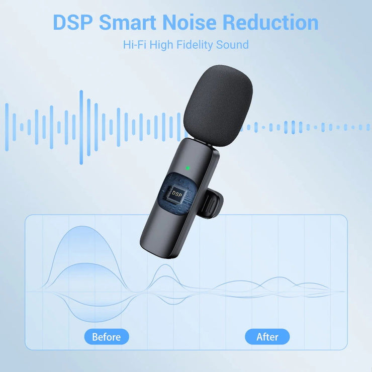 Basix 2.4G Wireless Lavalier Microphone 3in1 For iPhone Huawei Xiaomi Samsung Audio Video Recording Mic Live Broadcast Gaming - Follow yourDream