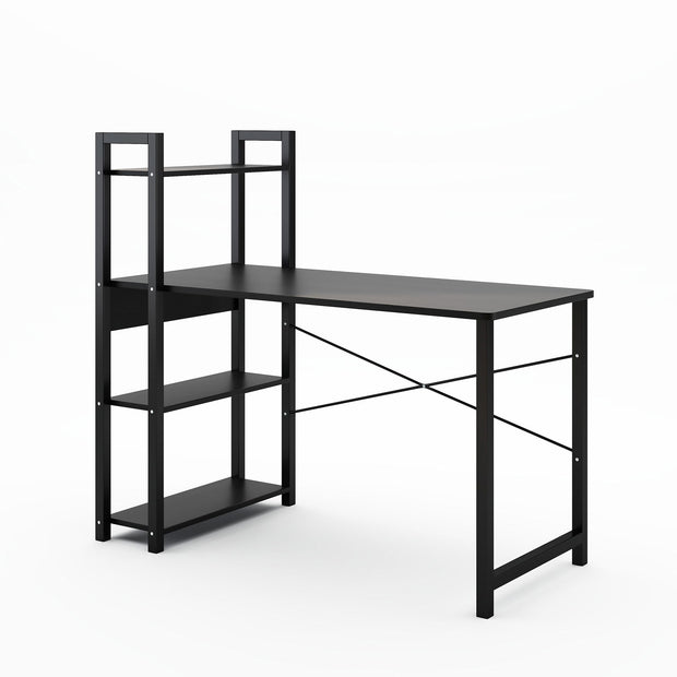 Bedroom desk, steel frame, computer desk, student desk, desk with 4 storage shelves, computer desk, metal and wood - Follow yourDream