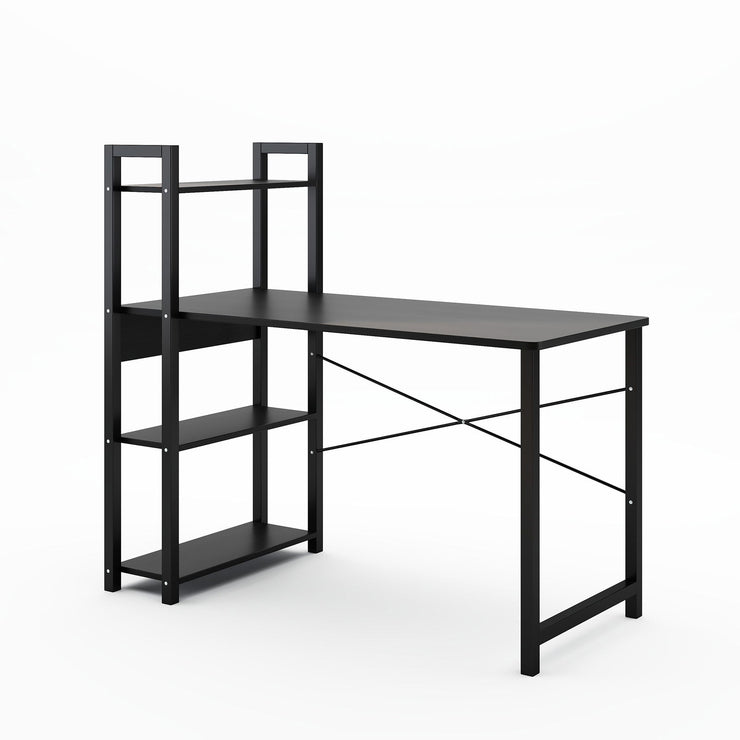 Bedroom desk, steel frame, computer desk, student desk, desk with 4 storage shelves, computer desk, metal and wood - Follow yourDream