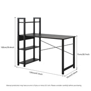 Bedroom desk, steel frame, computer desk, student desk, desk with 4 storage shelves, computer desk, metal and wood - Follow yourDream
