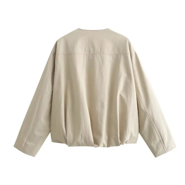 Beige Jackets Korean Style Women's  Golf Wear Women Korean Baseball Uniform Pretty Bomber Elegant Women's Jackets - Follow yourDream