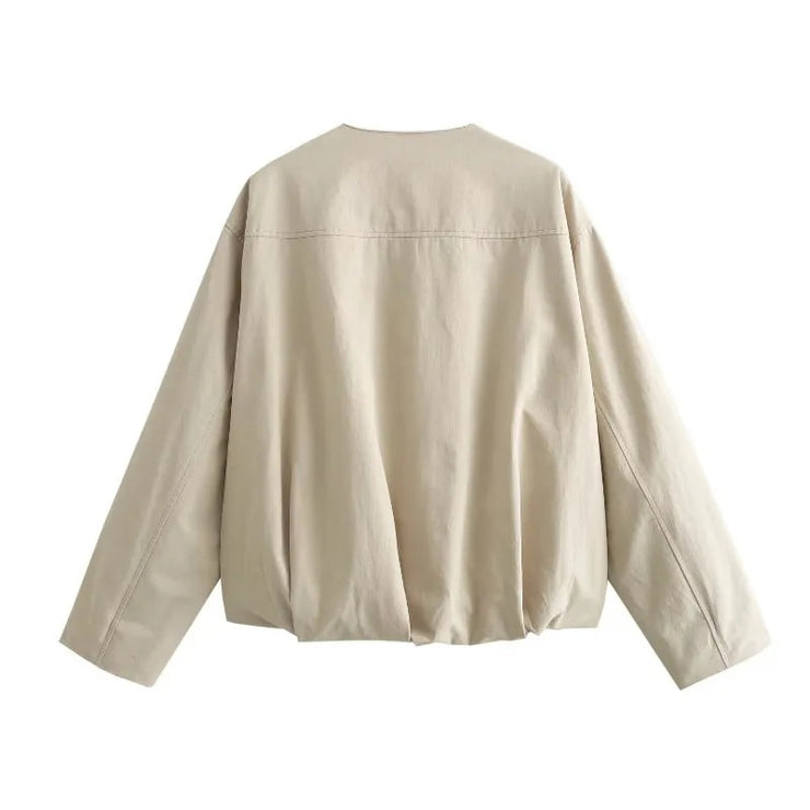 Beige Jackets Korean Style Women's  Golf Wear Women Korean Baseball Uniform Pretty Bomber Elegant Women's Jackets - Follow yourDream