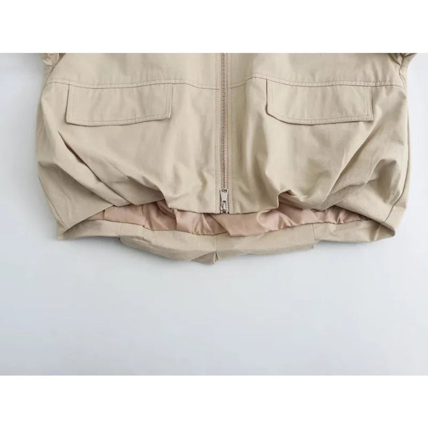 Beige Jackets Korean Style Women's  Golf Wear Women Korean Baseball Uniform Pretty Bomber Elegant Women's Jackets - Follow yourDream