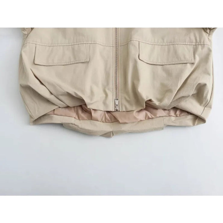 Beige Jackets Korean Style Women's  Golf Wear Women Korean Baseball Uniform Pretty Bomber Elegant Women's Jackets - Follow yourDream