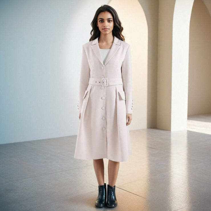 Belt and waist collection fashionable temperament single breasted solid color trench coat women's three-dimensional - Follow yourDream