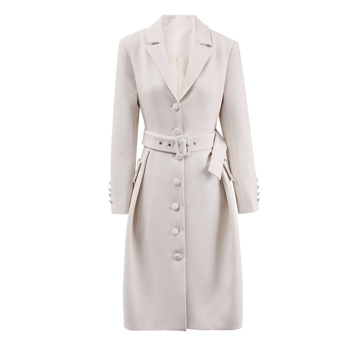 Belt and waist collection fashionable temperament single breasted solid color trench coat women's three-dimensional - Follow yourDream
