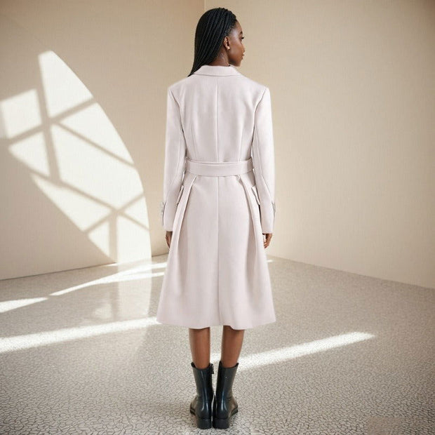 Belt and waist collection fashionable temperament single breasted solid color trench coat women's three-dimensional - Follow yourDream