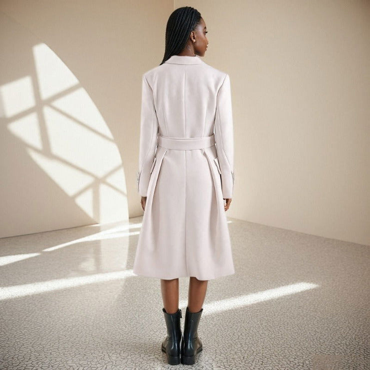 Belt and waist collection fashionable temperament single breasted solid color trench coat women's three-dimensional - Follow yourDream