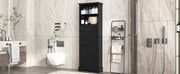 Black high storage cabinet with 3 drawers and adjustable shelves, MDF board painted - Follow yourDream