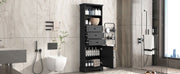 Black high storage cabinet with 3 drawers and adjustable shelves, MDF board painted - Follow yourDream
