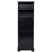 Black high storage cabinet with 3 drawers and adjustable shelves, MDF board painted - Follow yourDream