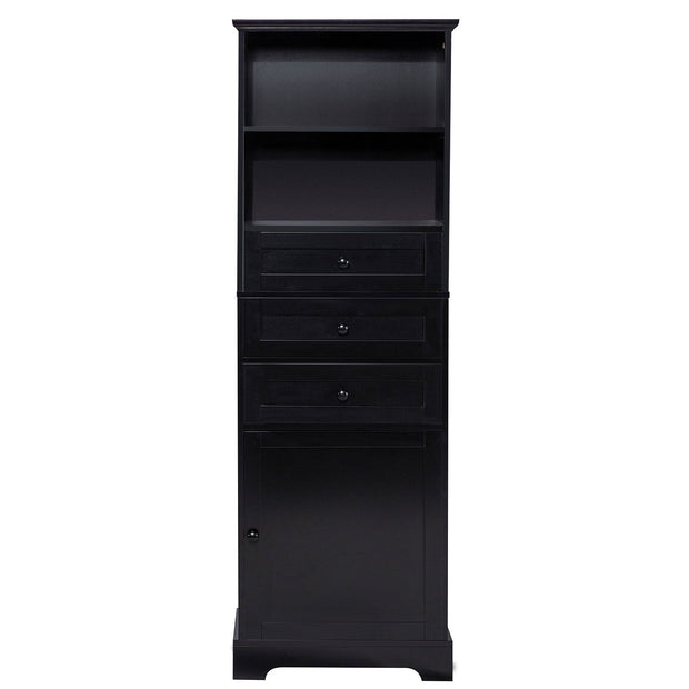 Black high storage cabinet with 3 drawers and adjustable shelves, MDF board painted - Follow yourDream