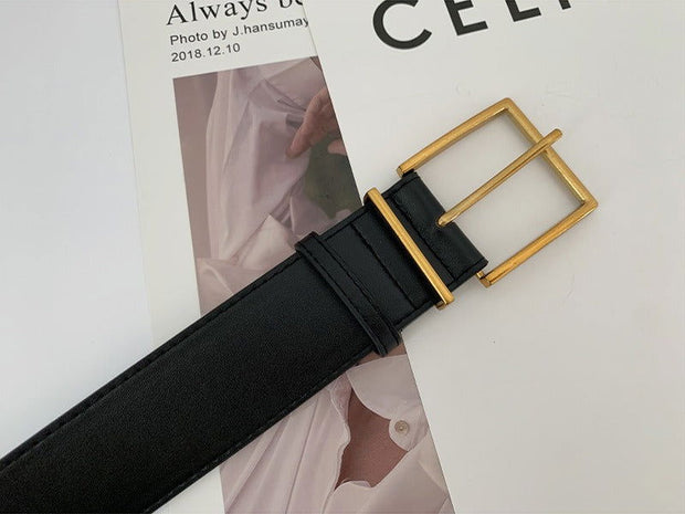 Black wide waistband women's fashionable coat suit jacket waist seal needle buckle simple dress with waist cinching - Follow yourDream