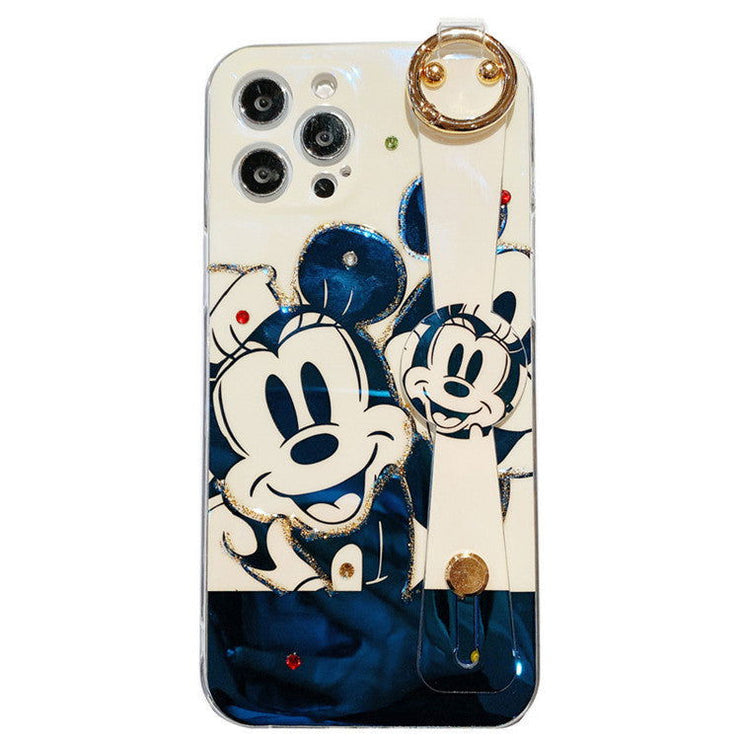 Blue light black-and-white Mickey is suitable for iPhone 12 / 11promax mobile phone case with flash drill and glue dropping - Follow yourDream