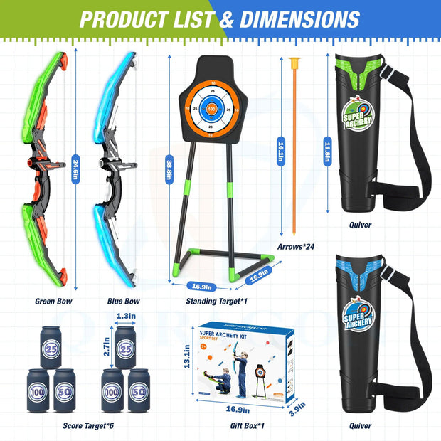 Bow And Arrows For Children Kids Archery Bow Practice Recurve Bow Outdoor Sports Game Hunting Shooting Toy Boys Gift Bow Kit Set - Follow yourDream