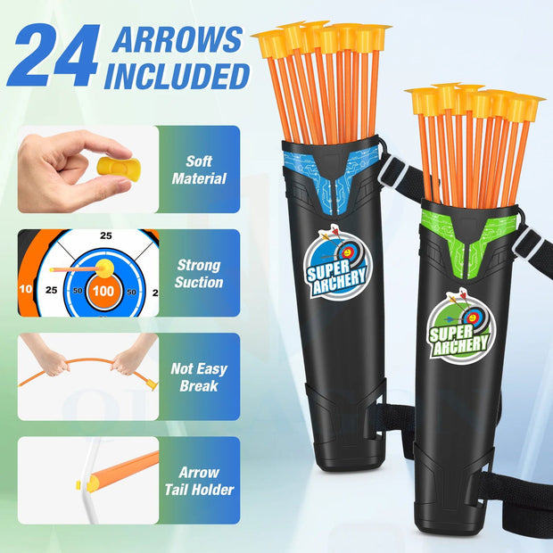 Bow And Arrows For Children Kids Archery Bow Practice Recurve Bow Outdoor Sports Game Hunting Shooting Toy Boys Gift Bow Kit Set - Follow yourDream