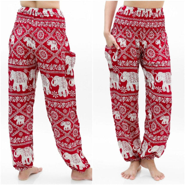 Burgundy ELEPHANT Pants Women Boho Pants Hippie Pants Yoga - Follow yourDream