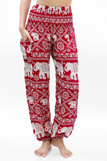 Burgundy ELEPHANT Pants Women Boho Pants Hippie Pants Yoga - Follow yourDream