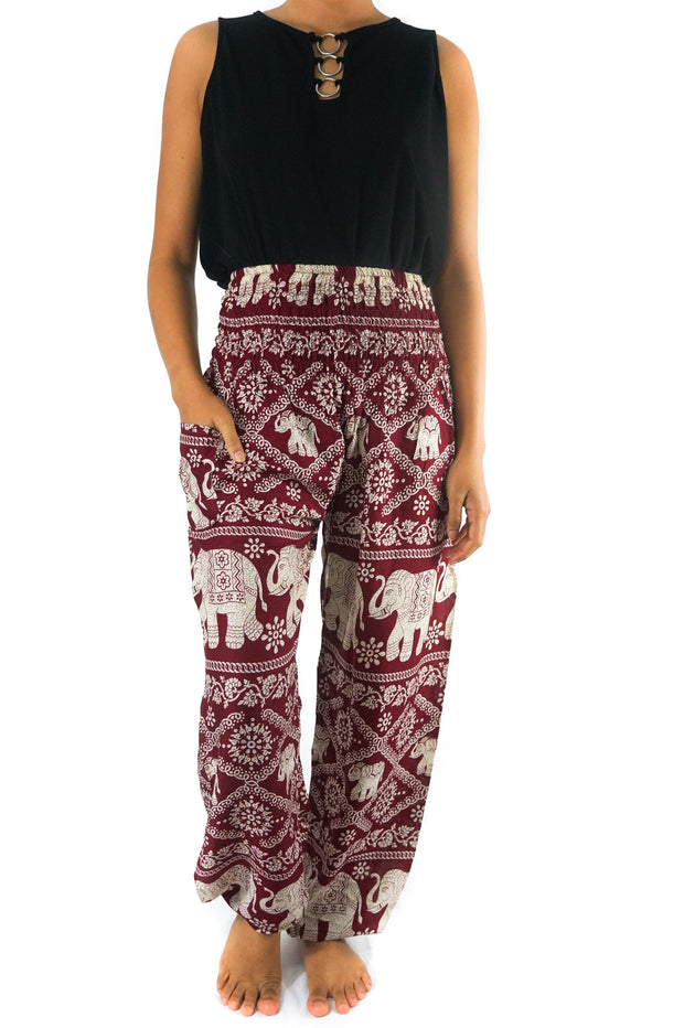 Burgundy ELEPHANT Pants Women Boho Pants Hippie Pants Yoga - Follow yourDream