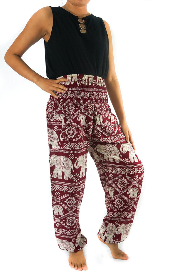 Burgundy ELEPHANT Pants Women Boho Pants Hippie Pants Yoga - Follow yourDream