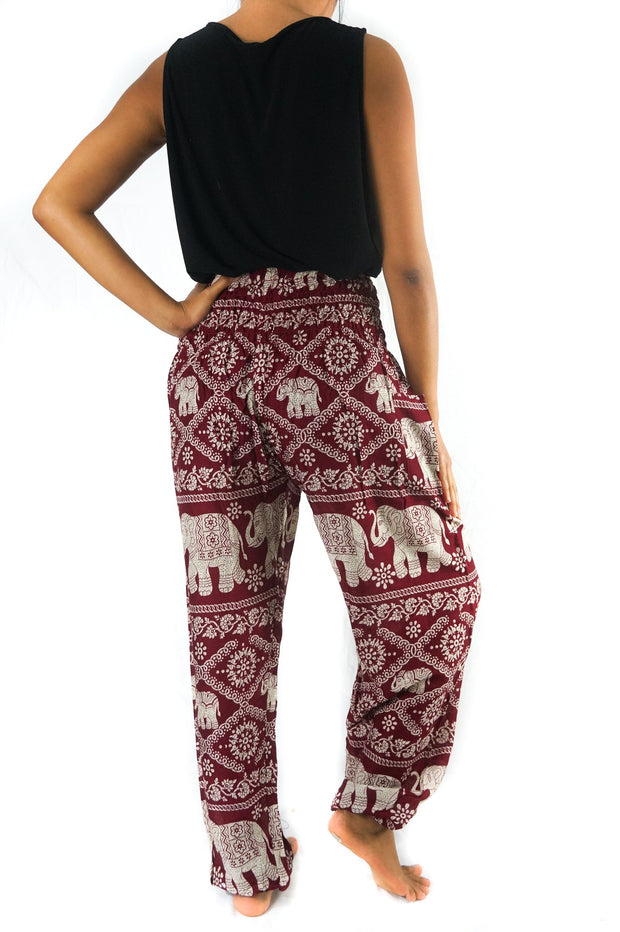 Burgundy ELEPHANT Pants Women Boho Pants Hippie Pants Yoga - Follow yourDream