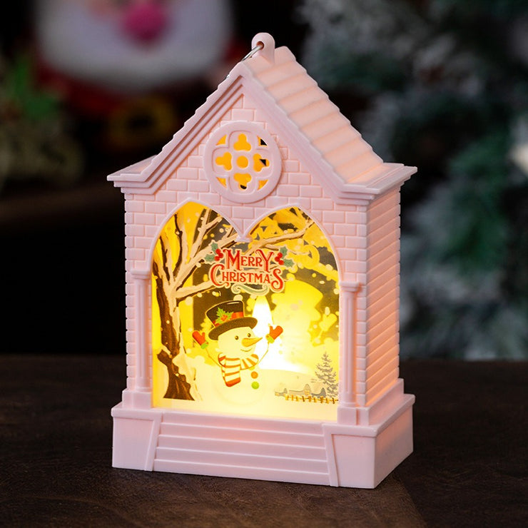 Christmas European style house small night light LED desktop decoration showcase wind light hanging decoration creative props