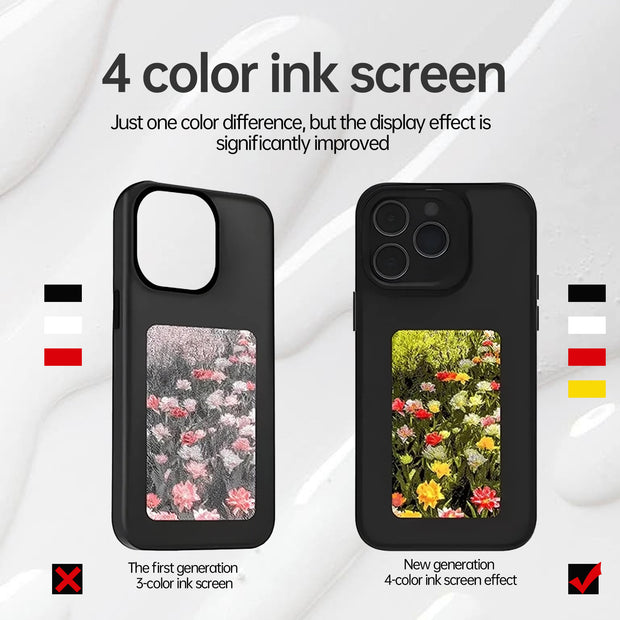 Screen casting phone case with ink screen DIY pattern suitable for iPhone protective case