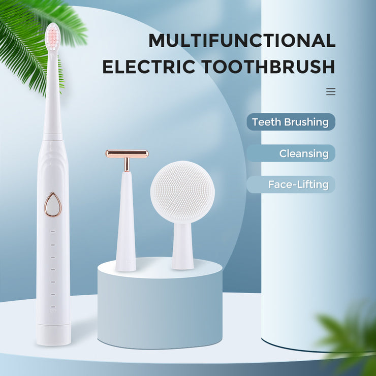 Multifunctional Electric Toothbrush Adult 6-Speed USB Sonic Soft Bristle Toothbrush Portable Household Beauty Cleansing Instrument