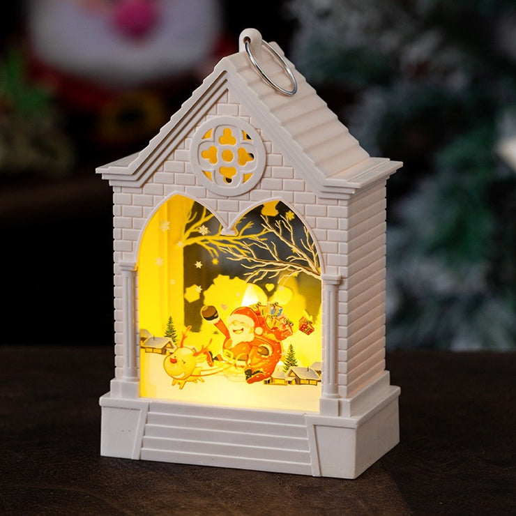 Christmas European style house small night light LED desktop decoration showcase wind light hanging decoration creative props