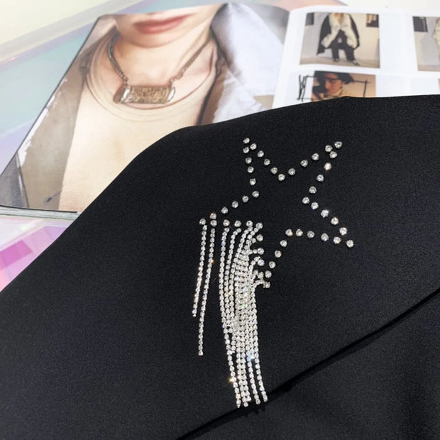 Heavy Industry Diamond Studded Sequin Star Tassel Suit Jacket For Women Spring Autumn New Designer Rhinestone Jacket