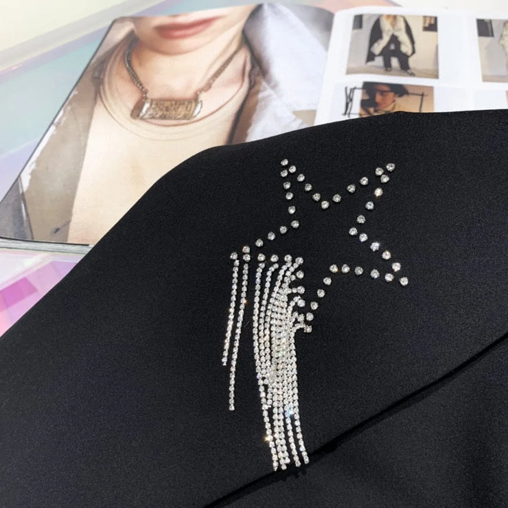 Heavy Industry Diamond Studded Sequin Star Tassel Suit Jacket For Women Spring Autumn New Designer Rhinestone Jacket