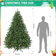 7-foot pre lit artificial holiday Christmas tree with 700 warm white lights, 2231 branches, easy to assemble, foldable base