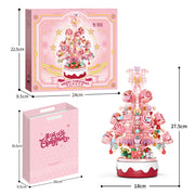 Christmas Gift Crystal Lights Christmas Tree Rotating Music Box Assembled Toy Small Particle Building Blocks