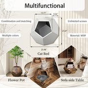 25.98'' Shaped Modern Pet Furniture Cat Kennel Side Table MDF Multi-Purpose Furniture Antique Wood Color