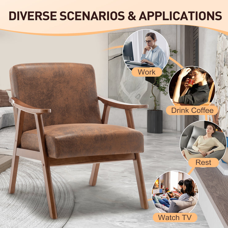 Medieval modern chair, solid wood frame living room chair, accent chair with ultra thick backrest