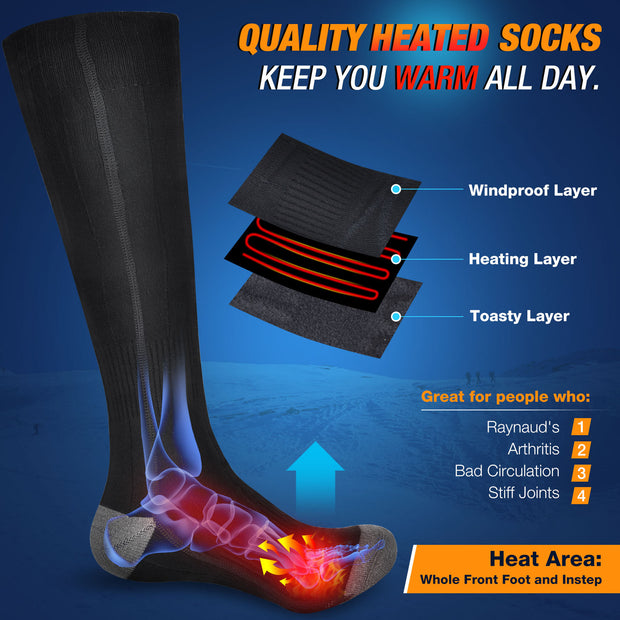 Hot socks with 3-speed electric heating, USB for men and women's foot warmers, winter electric heating and warm socks