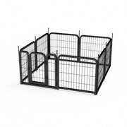 8-panel dog fence, 24 inch small dog pet fence, portable indoor pet game fence. Black, 22.2 inches wide x 23.6 inches high.