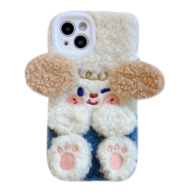 Winter Cute Plush Dog iPhone 14 Promax for 11/12 Apple 13 Phone Case XR Female XS Soft Cover