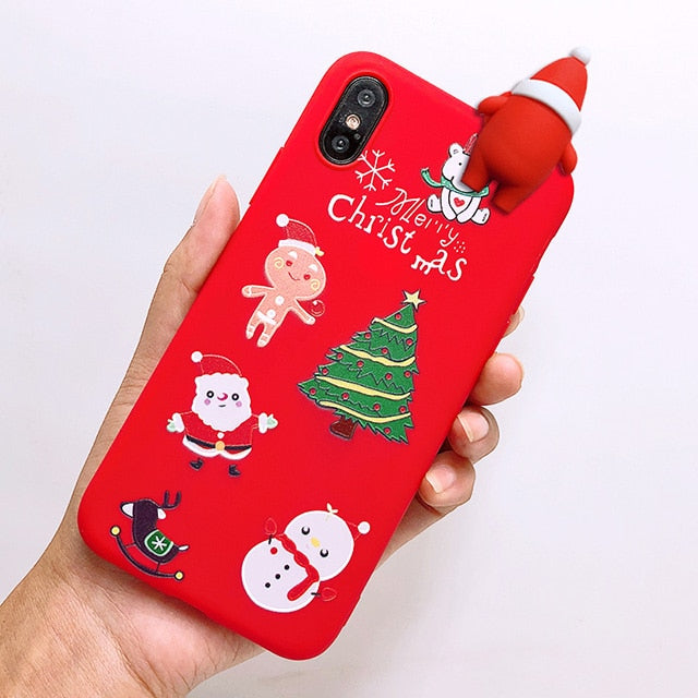 Santa Claus Phone Case For iPhone 5 S SE 6S 7 8 Plus X XR XS 11 Pro Max Cartoon Christmas Deer Snowman Soft TPU Phone Cover Case