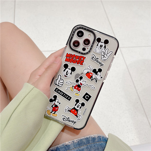 Cartoon Mickey Mouse Suitable For Apple 12 Two-Color Frame Mobile Phone Case XSMAX / XR / 11 Transparent Protective Cover iPhone 78p