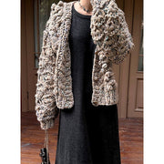 Cardigan coarse needle cotton three-dimensional embroidered jacket sweater - Follow yourDream