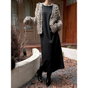 Cardigan coarse needle cotton three-dimensional embroidered jacket sweater - Follow yourDream