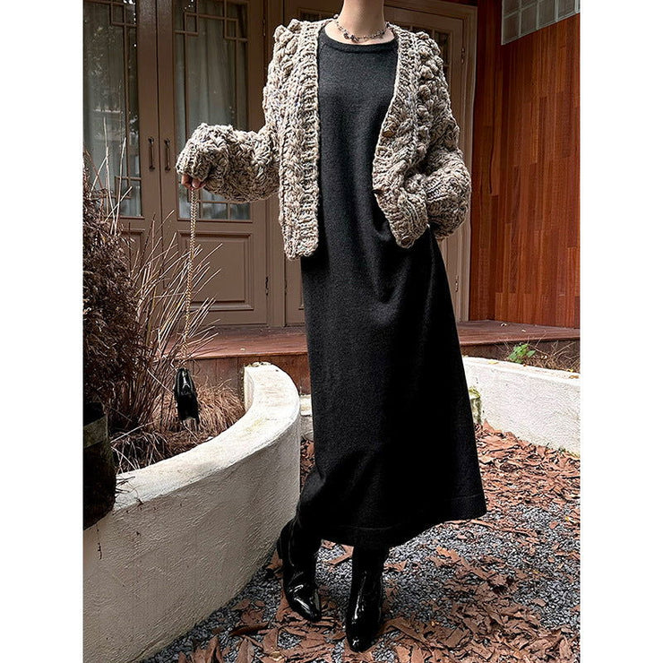 Cardigan coarse needle cotton three-dimensional embroidered jacket sweater - Follow yourDream