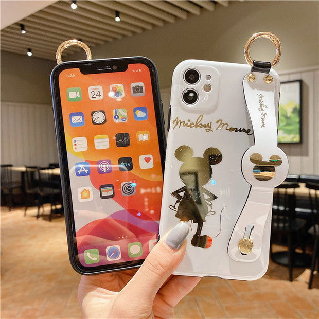 Cartoon Gilded Back Mickey Is Suitable For iPhone11 / 12pro Mobile Phone Case 13 Wristband Support 13promax - Follow yourDream