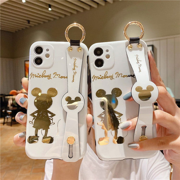 Cartoon Gilded Back Mickey Is Suitable For iPhone11 / 12pro Mobile Phone Case 13 Wristband Support 13promax - Follow yourDream