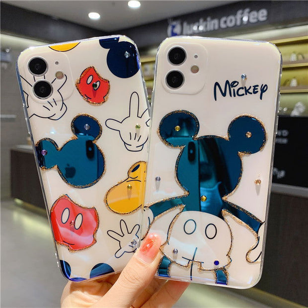 Cartoon Mickey XSMAX Mobile Phone Case Suitable For iPhone12pro Apple XR Flash Drill Glue Dropping Soft Case 11 / 8plus - Follow yourDream