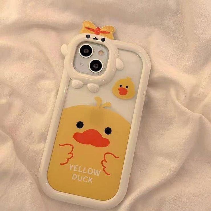 Cartoon Strawberry Bear Small Monster Phone Case for Apple iPhone 13/12/11/XS/7plus Transparent tpu Phone Case - Follow yourDream
