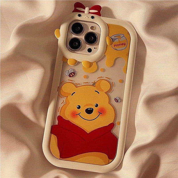 Cartoon Strawberry Bear Small Monster Phone Case for Apple iPhone 13/12/11/XS/7plus Transparent tpu Phone Case - Follow yourDream