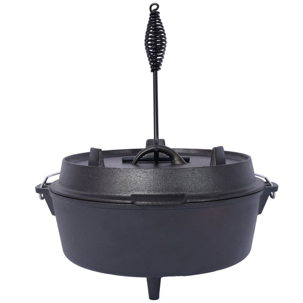 Cast iron Dutch oven with lid, outdoor camping deep pot, used for camping, cooking, barbecue and leg rest, 4.5 quarts - Follow yourDream